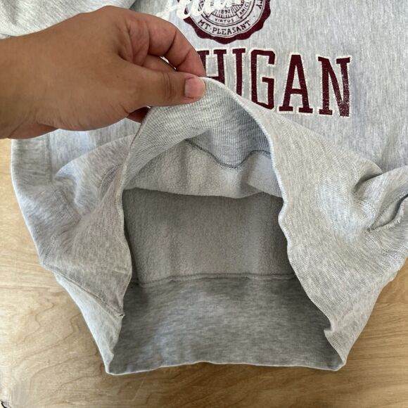 Vintage Central Michigan Sweatshirt XL Gray 90s Champion Reverse Weave Pullover - Picture 7 of 10